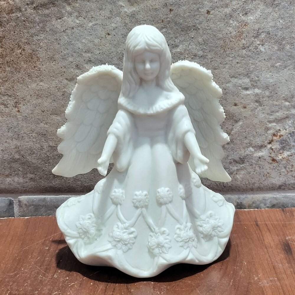 VTG Angel Bisque Porcelain Taper Candle Holder Chipped